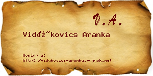 Vidákovics Aranka névjegykártya