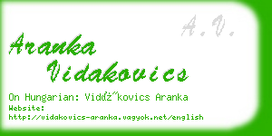 aranka vidakovics business card